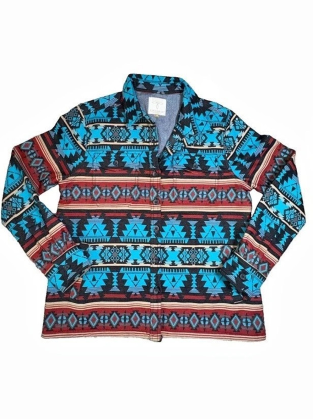 Lucchese Women’s M Southwestern Aztec Blanket Jacket Turquoise Western